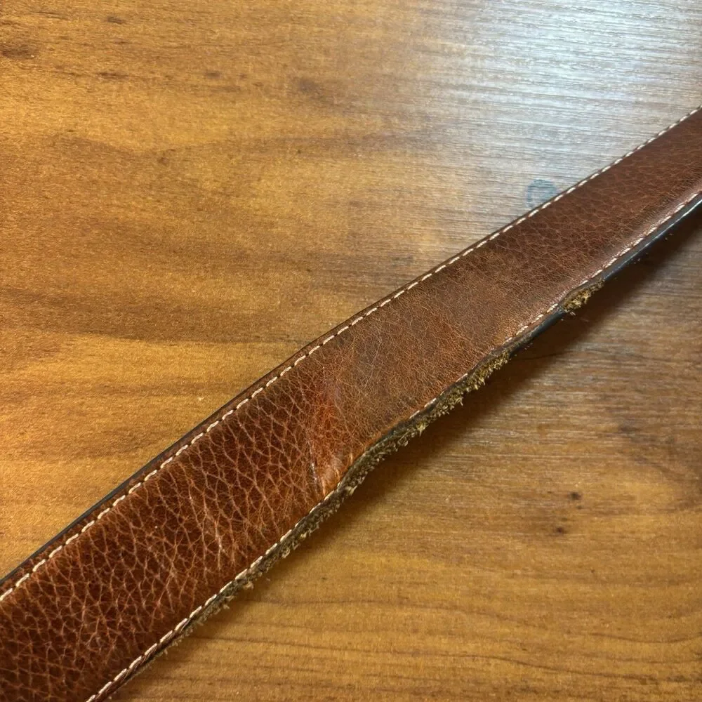 Columbia Brown Genuine Leather Belt - Silver Tone Buckle Men's Size 48